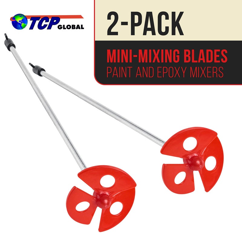 TCP Global Paint Mixer Attachment (Set of 2) - 10" Drill Paddle Mixer with 1/4" Round Shafts, 2.5" Plastic Paddles - Mix 1 Quart to 1 Gallon of Paint, Epoxy Resin, Concrete, Drywall Mud, Mortar - Image 2